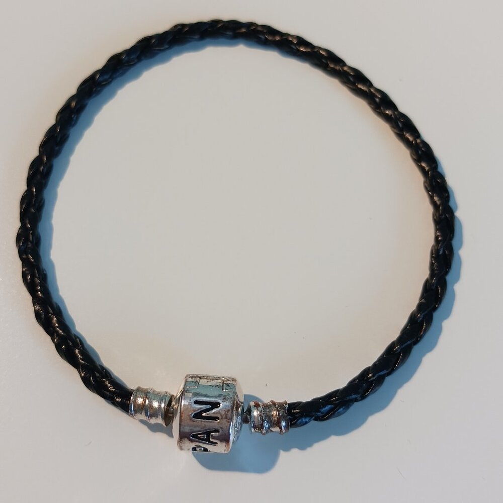 Authentic Pandora Braided Black Leather Bracelet